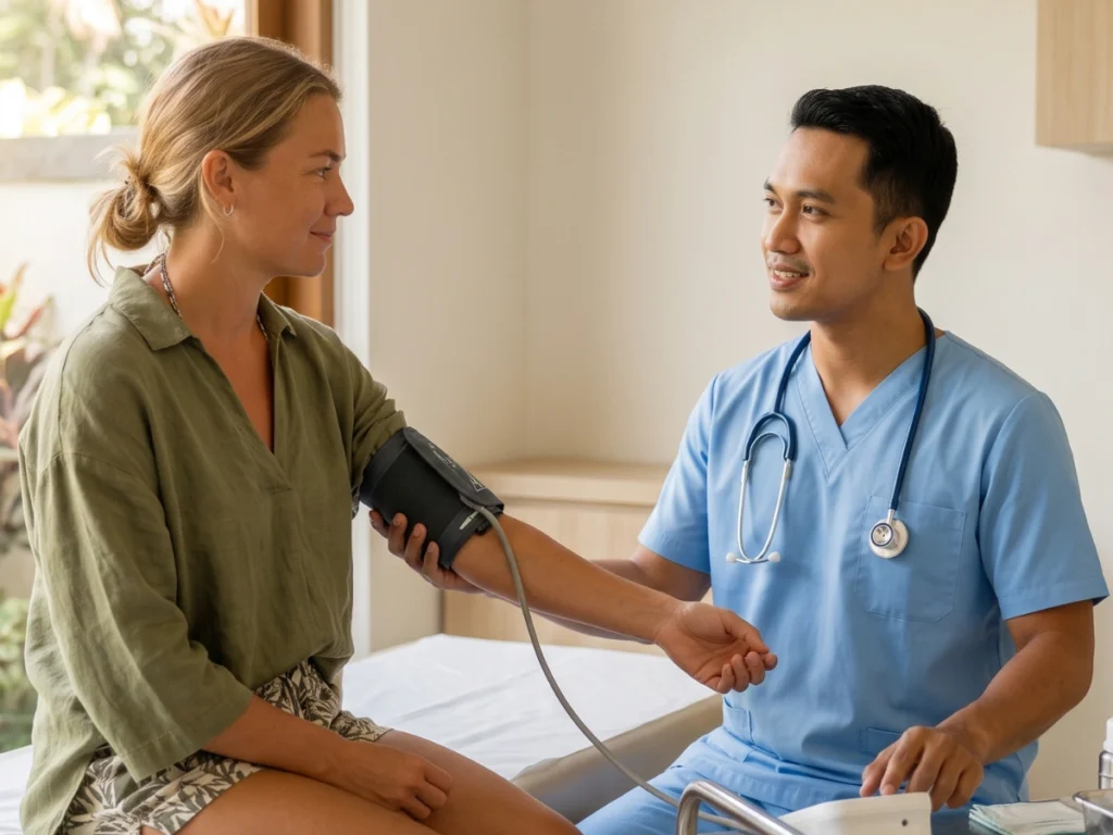 Doctor conducting a general health consultation at a clinic in Bali