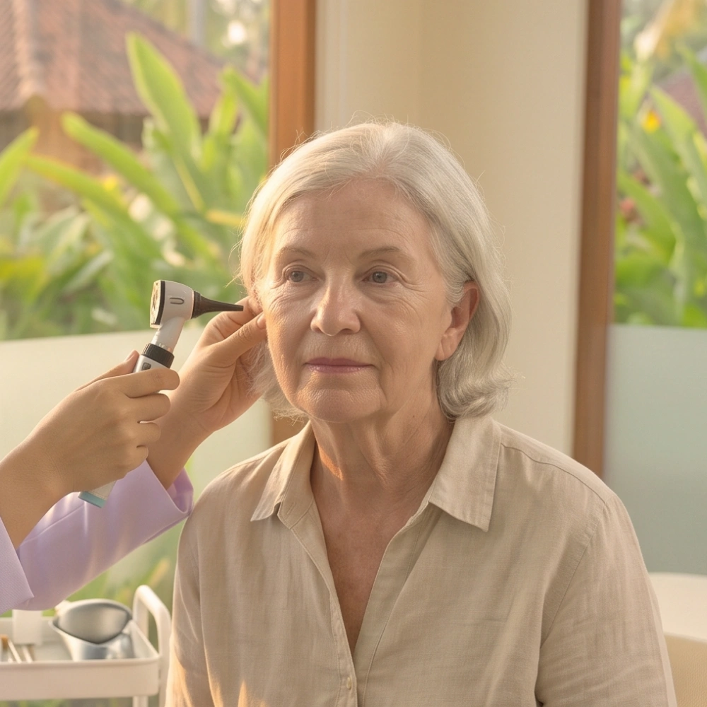 ENT examination at a clinic in Bali