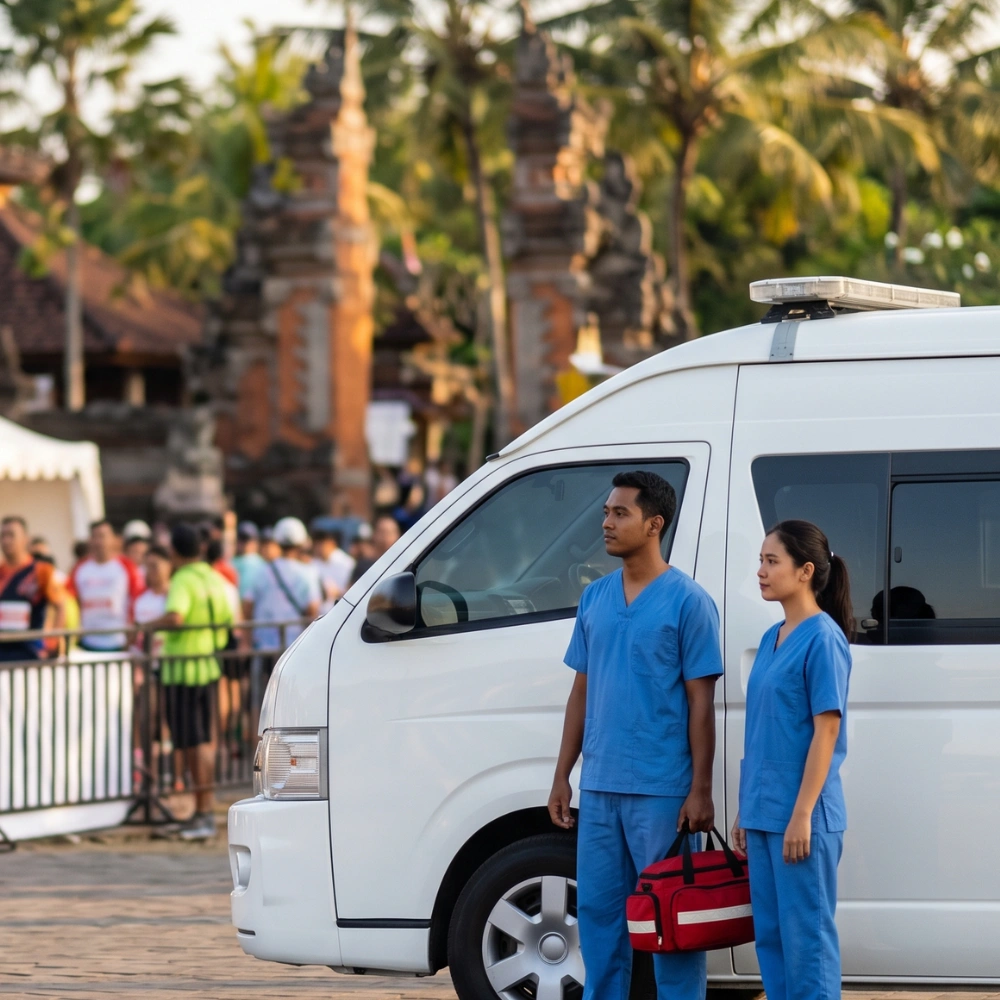 Ambulance on standby at an event in Bali