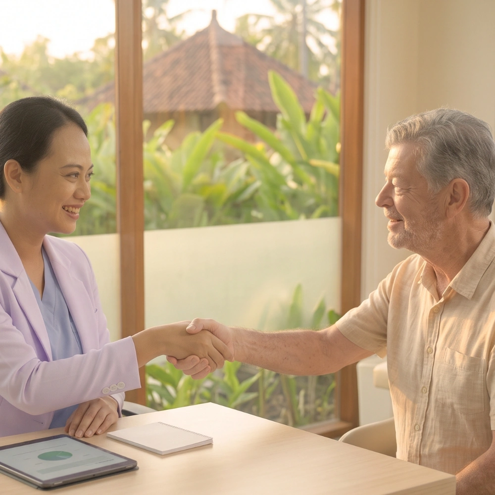 ENT specialist providing a general consultation at a clinic in Bali