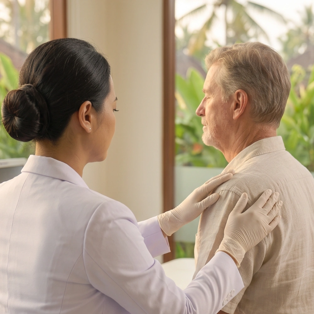 ENT specialist assessing vertigo and balance issues in Bali
