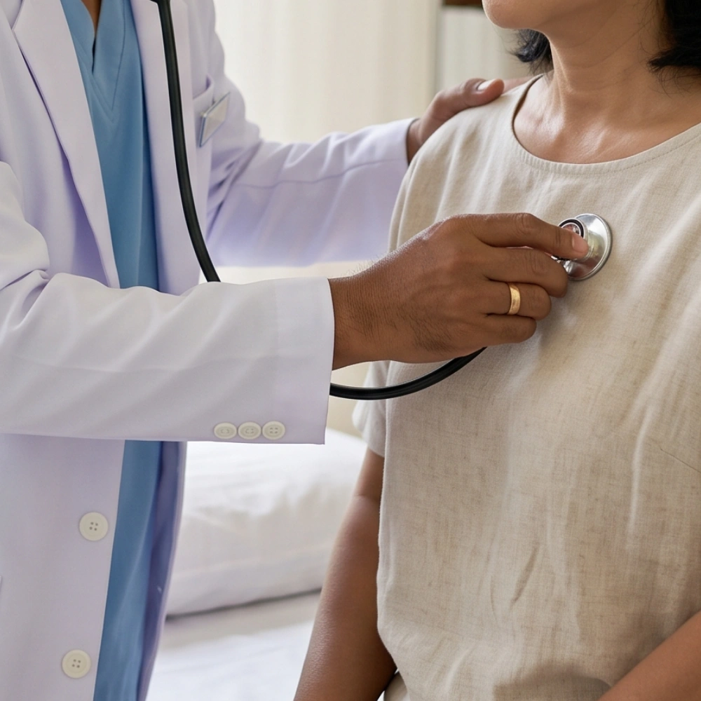 Internist performing a comprehensive medical check-up in Bali