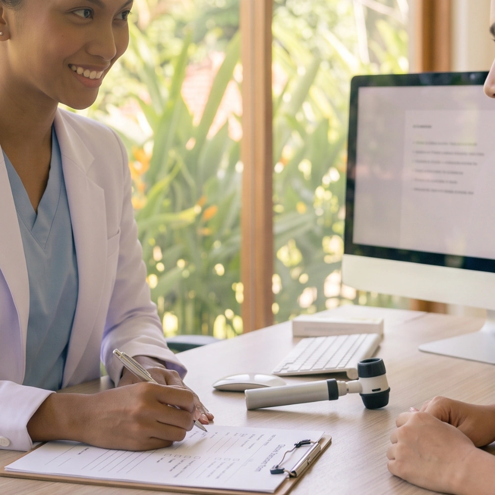 Dermatologist creating a personalized treatment plan in Bali