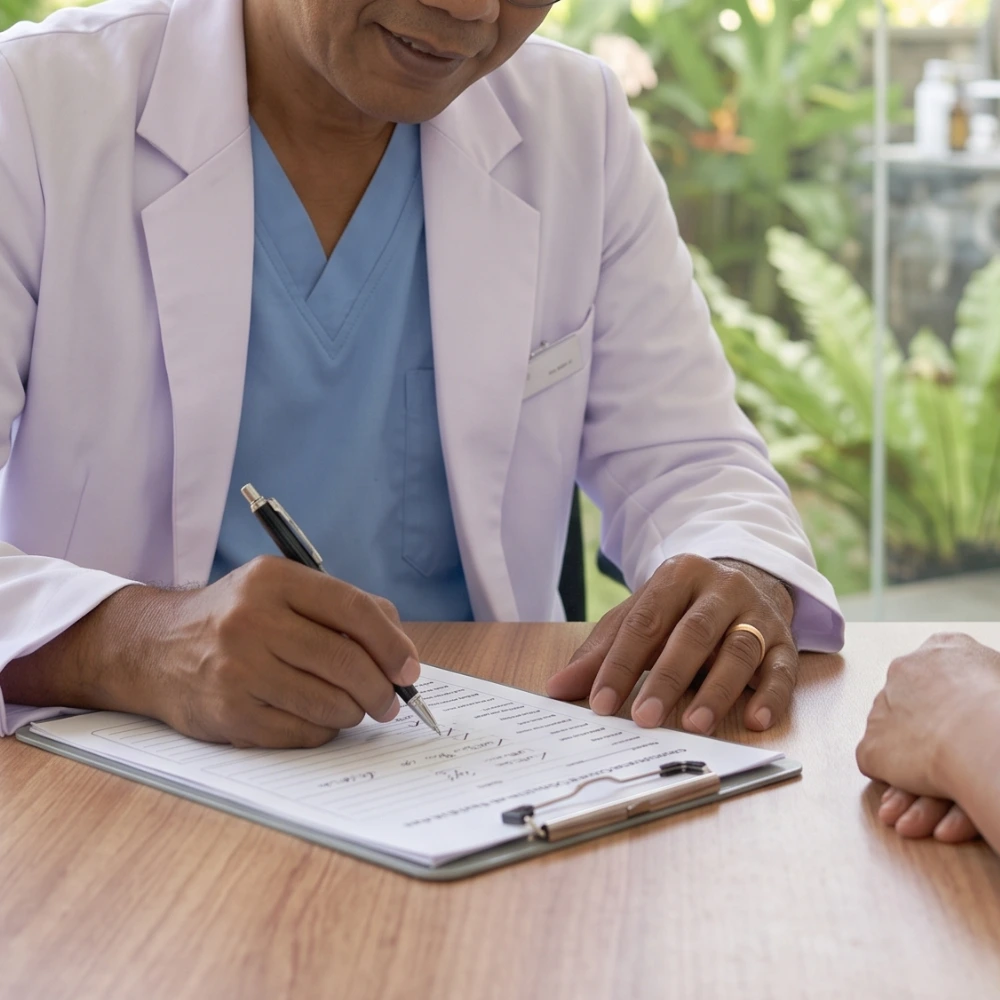 Internist creating a personalized treatment plan in Bali