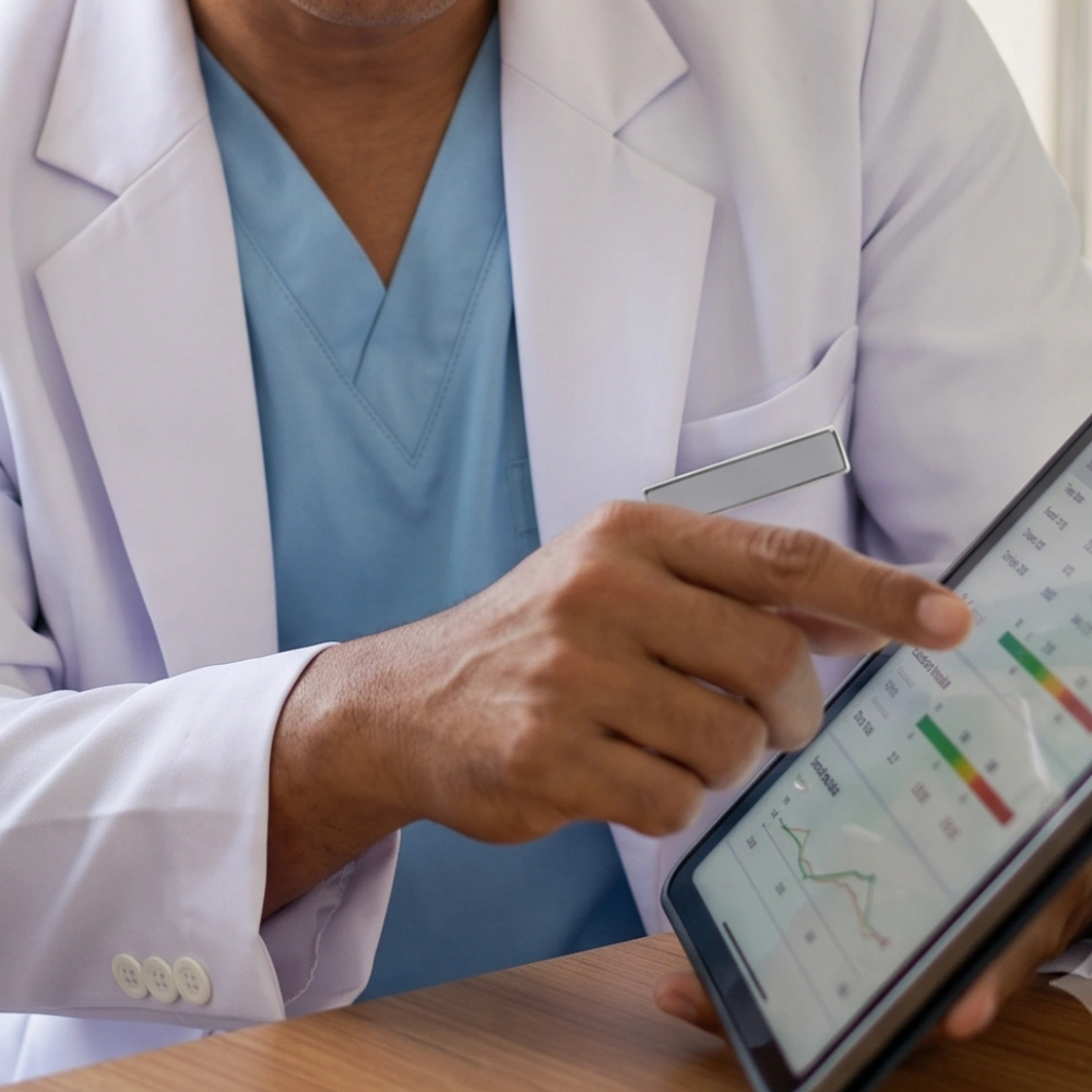 Internist diagnosing a tropical illness at a clinic in Bali